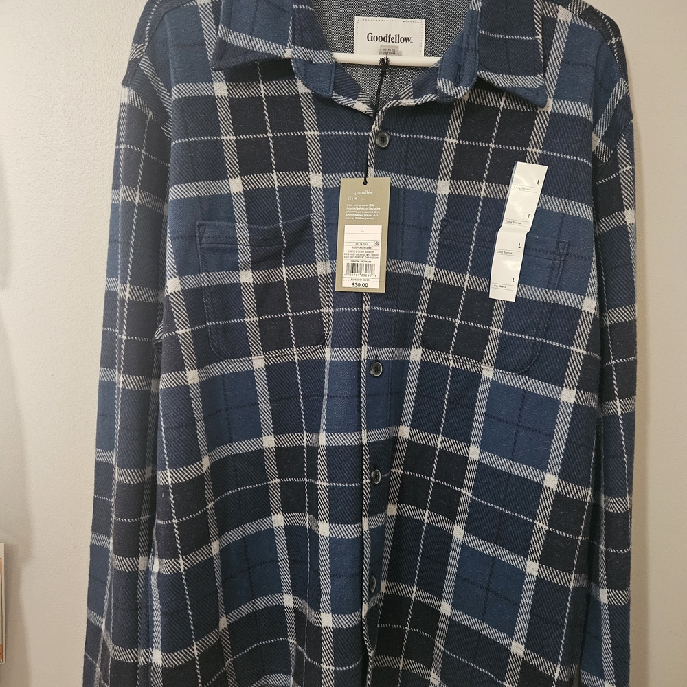Goodfellow & Co Men's Navy and White Checkered Shirt
